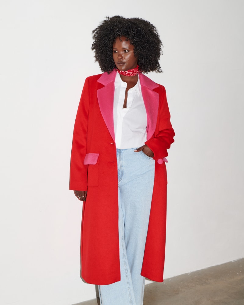 Red long coat shop zara